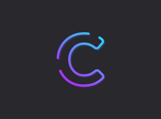 C, modern gradient letter. Trendy, dynamic creative style design. For logo, brand label, design elements, application and more. Isolated vector illustration