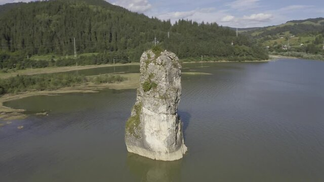 Aerial, Lacul Izvoru Muntelui, With Viaduct Poiana Teiului In Background, Romania