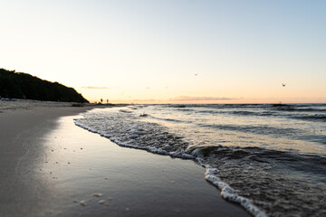 Strand im Abendrot auf der Insel Usedom im Seebad Bansin
