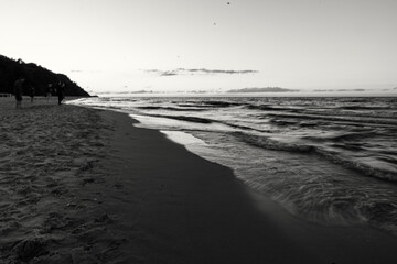 Strand im Abendrot auf der Insel Usedom im Seebad Bansin