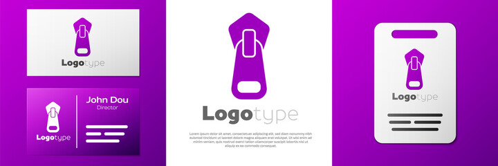 Logotype Zipper icon isolated on white background. Logo design template element. Vector Illustration.