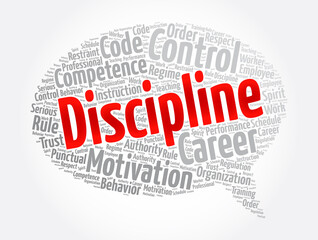 Discipline message bubble word cloud collage, concept background - obrazy, fototapety, plakaty