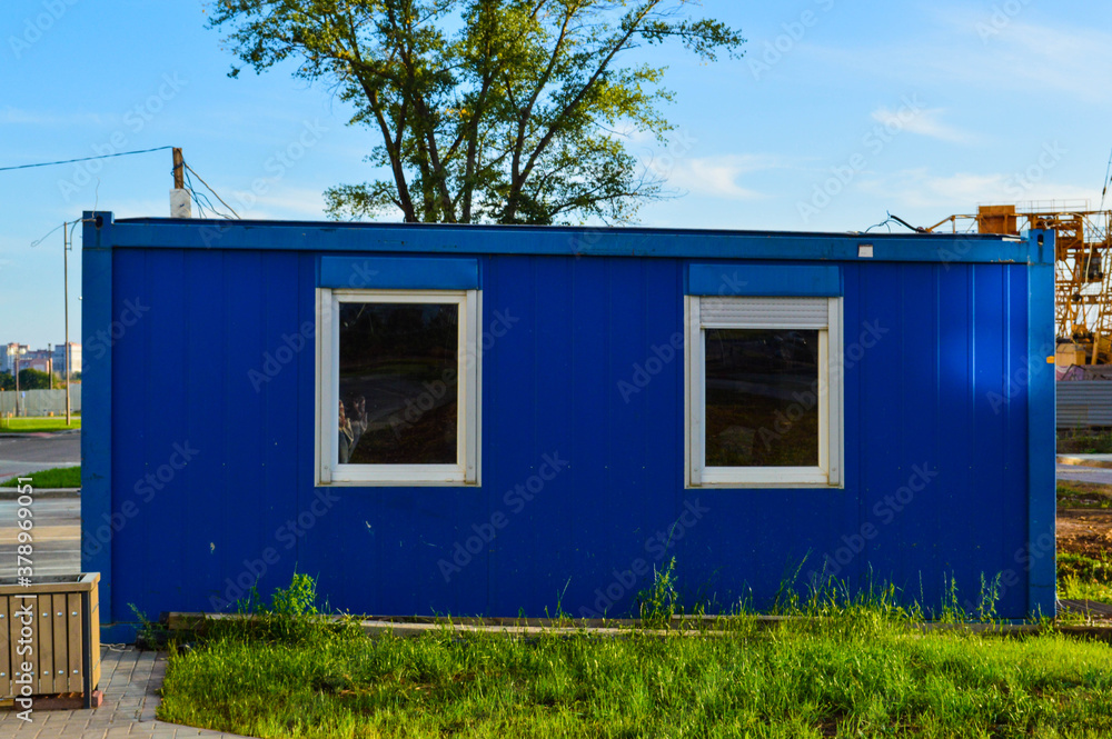Aufkleber electrical house with power lines. concrete house with insulation and air conditioning for electrici