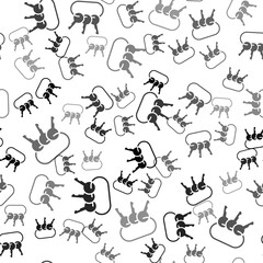 Black Bunch of keys icon isolated seamless pattern on white background. Vector Illustration.