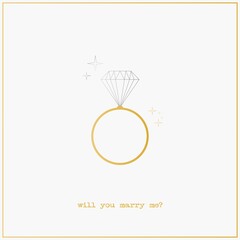 Will you marry me. Engagement Golden Ring with Diamond stone. Simple geometric minimalistic Icon. Trendy Vector illustration. Proposal, marriage concept. Golden gradient. Wedding greeting card