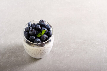 Chia seed pudding with blueberry topping