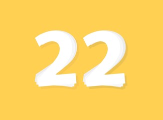 22 Number vector, modern layers design font. Eps10 illustration