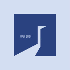 Open door logo on door blue backgound - 378970814