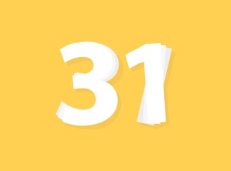 31 Number vector, modern layers design font. Eps10 illustration