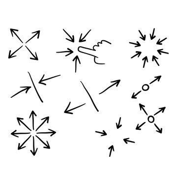hand drawn Simple Set of Scaling arrow Related Vector Line Icons. doodle style