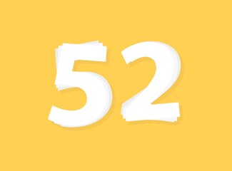 52 Number vector, modern layers design font. Eps10 illustration