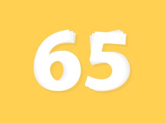 65 Number vector, modern layers design font. Eps10 illustration