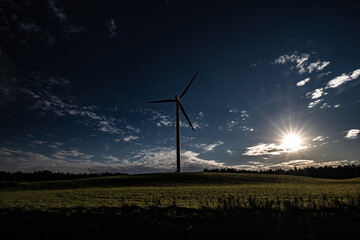 wind turbine at sunset