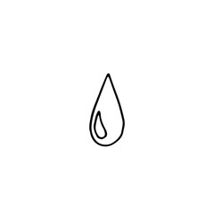 Black and white outline of a drop. Doodle vector illustration, hand drawn.