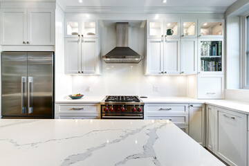New modern beautiful kitchen recently installed in a house in Westmount, Montreal