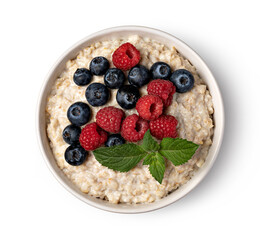 prepared oatmeal with berries