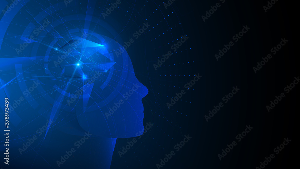 Aufkleber AI, Artificial intelligence. Ai digital brain. Abstract futuristic technology background