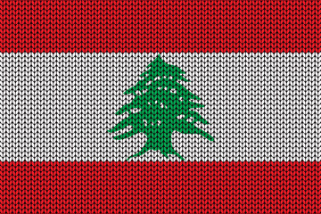 Lebanese flag in knitting pattern for the winter season