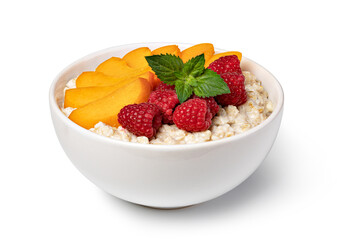 prepared oatmeal with fruits and berries