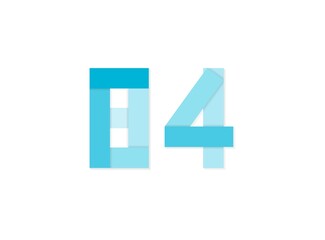 84 number, vector logo, paper cut desing font made of blue color tones .Isolated on white background. Eps10 illustration
