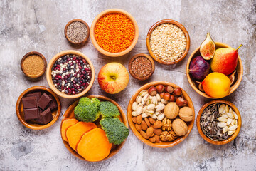 Products rich in fiber. Healthy diet food.