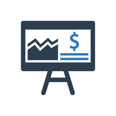Growing Chart Presentation Icon - Business sales report icon 