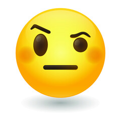 Raised Eyebrow Emoji Vector art illustration design. Emoticon expression graphic round. Avatar kawaii style.