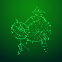 Musical instruments set. Rock band drum kit. Percussion musical instrument