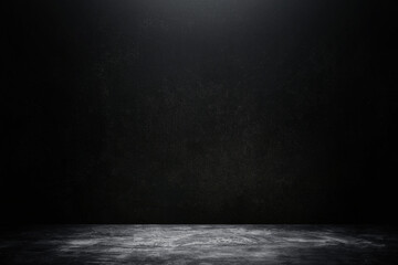 Abstract image of Studio dark room concrete floor texture background with lighting effect.