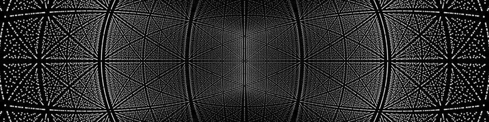 Abstract futuristic grid on black  background. Geometric grid with particles.