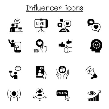 Influence people & Brand ambassador icon set vector illustration graphic design