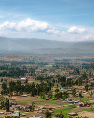 Fototapeta premium Village landscape in a mountain in Huaytapallana, Huancayo, Peru 