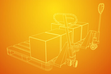 Fototapeta premium Hand pallet jack lift . Manual forklift.