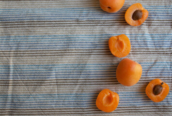 apricots on striped background