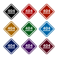 Error 404 icon in trendy design style, color set