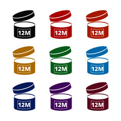 12 Month. Period after opening icon, color set