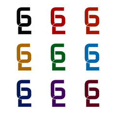 G2 Letter Icon Logo Template, color set