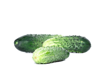 ripe green cucumbers isolated on a white background