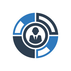 Business man pie chart icon