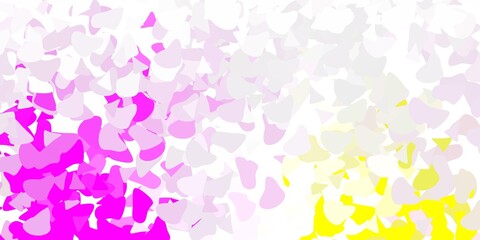 Light pink, yellow vector texture with memphis shapes.