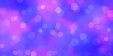 Light Purple vector background with bubbles. Glitter abstract illustration with colorful drops. Pattern for websites.