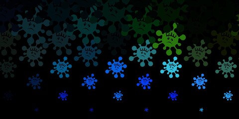 Dark blue, green vector texture with disease symbols.