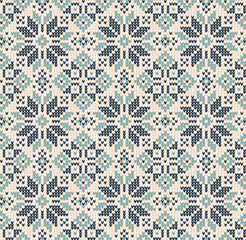 Ugly sweater Merry Christmas ornament scandinavian style knitted background seamless pattern