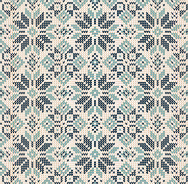 Ugly sweater Merry Christmas ornament scandinavian style knitted background seamless pattern