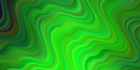 Light Green vector pattern with curved lines.