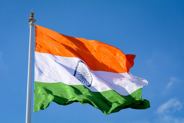 Indian flag waving in a air on independence day of india