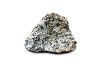 raw of a Hornblende Granite rock isolated on a white background.
