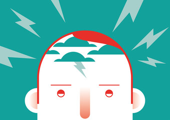 Businessman with headache. Flat vector illustration.