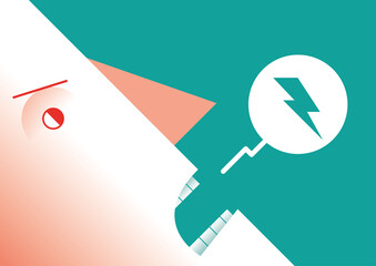 Man cursing the sky. Flat vector illustration