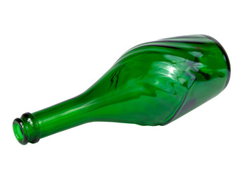 One green wine champange bottle isolated on the white